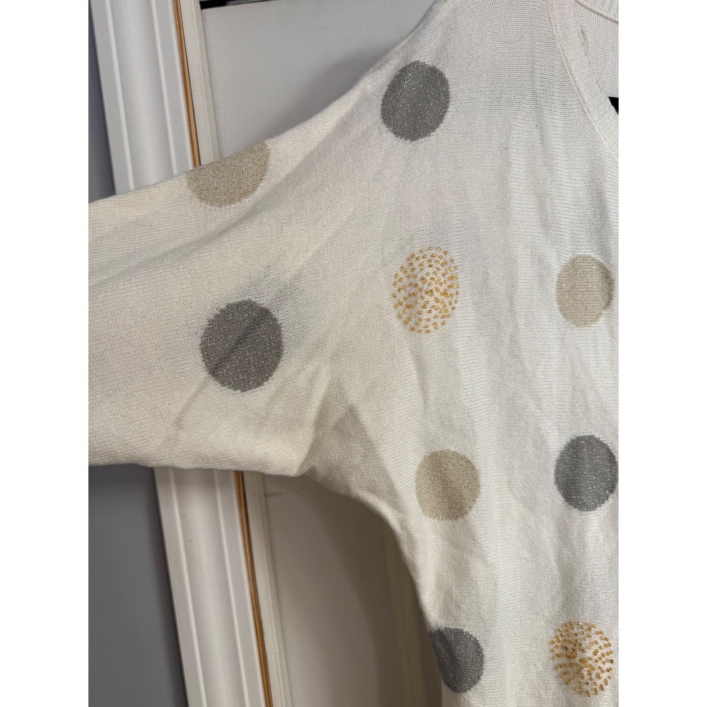 Charter Club Cream Polka Dot Dolman Sleeve Sweater XL‎ Preppy Holiday - Picture 3 of 7